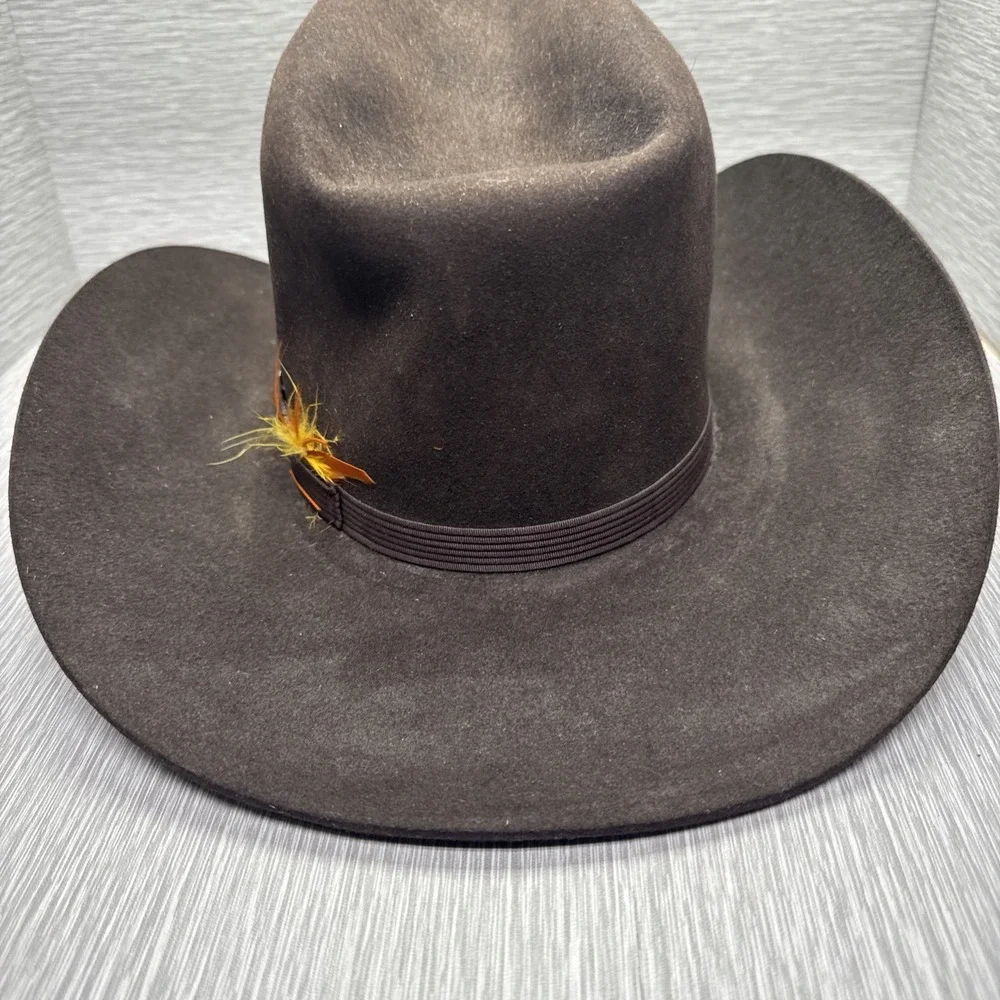 Resistol‎ Self Conforming XXX Beaver Felt Western Cowboy Hat Brown 6 3/4 Feather